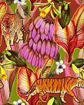 手绘热带植物香蕉树老虎图案素材