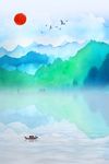 抽象水彩山水装饰画