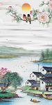 中式山水画忆江南小鸟花卉装饰画