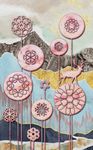 北欧抽象山脉蒲公英驯鹿装饰画