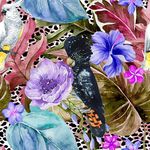 手绘水彩热带植物鹦鹉图案
