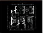三室高层户型CAD平面方案