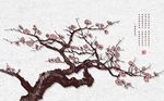 中式工笔画梅花背景墙