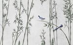 手绘素描竹子喜鹊背景墙