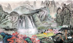 国画山水背景墙