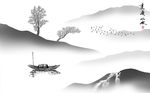 中式水墨山水画背景墙