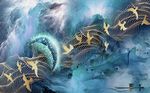 中式抽象线创意条飞鸟背景墙