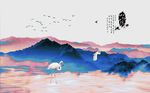 抽象金色山水背景墙