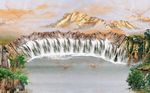 大理石山水瀑布背景墙