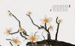 现代立体花朵小鸟树装饰背景墙