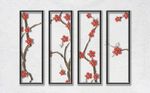 现代画框浮雕红梅树枝背景墙