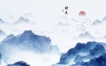 新中式意境水墨山水背景墙