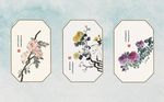中式菊花花枝沙发装饰背景墙