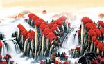 中式鸿运当头山水风景画背景墙