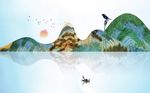彩色石纹意境水墨山水背景墙