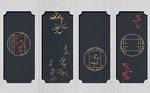 金色竹子窗格背景墙