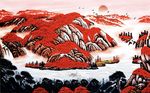 中国风鸿运当头山水国画背景墙
