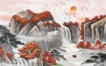 中国风山水画背景墙