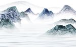 中国风新中式水墨抽象山水背景墙