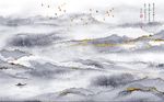 中式水墨山水背景墙