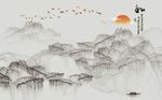 中式水墨山水背景墙