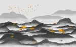 现代简约新中式水墨山水背景墙