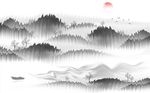 中式水墨山水背景墙