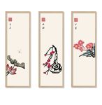 中国风水墨淡彩植物花卉装饰画