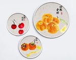 中国风手绘水果蔬菜三联装饰画