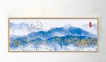 中国风蓝色金色意境山水装饰画