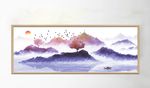水墨山水风景飞鸟意境装饰画