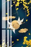 新中式仙鹤银杏装饰画画
