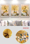 欧式现代发财树金色麋鹿装饰画