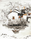 禅意 山水画 中国风 水墨画