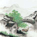 禅意 山水画 中国风 水墨画