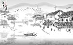 中式意境水墨江南山水背景墙