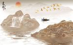 中式意境抽象山水背景装饰画