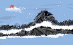 中式创意线条波纹山峦背景墙