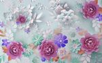现代花卉背景墙