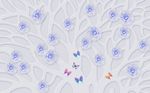 浮雕幸福花开立体唯美蝴蝶背景墙