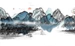 新中式水墨抽象山水壁画背景墙