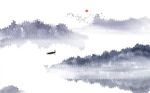 水墨国画抽象山水背景墙