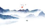 创意抽象山水壁画背景墙