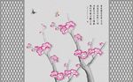 立体简约欧式花枝背景墙
