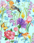 手绘水彩花卉花鸟服装印花图案