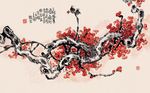 水墨工笔花鸟梅花背景墙
