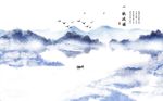 水墨创意山水壁画背景墙