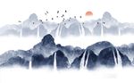 水墨创意山水壁画背景墙