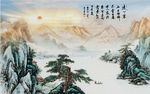 唯美纹理山水画背景墙
