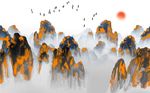 黄色抽象山背景墙